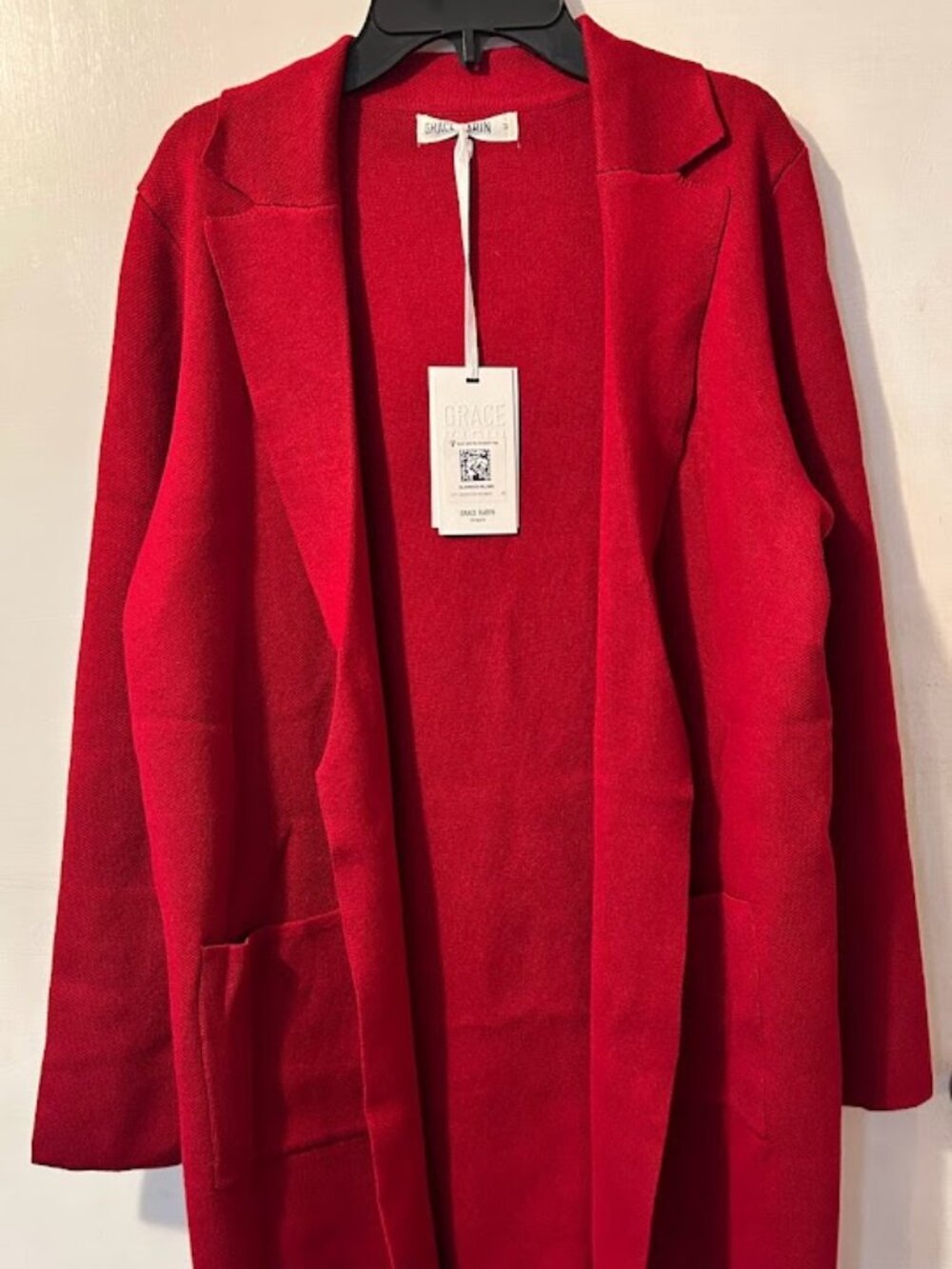 Grace Karin Women's Red Open Front Blazer Cardigan with Tag
